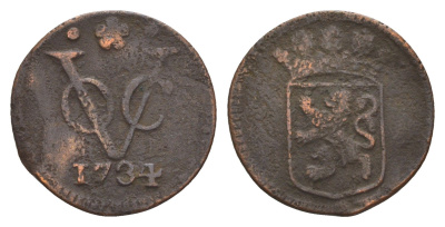 Голландская Ост-Индия 1 дуит 1734 KM 70 медь 4658-1034