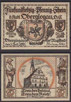 Оберглогау 75 пфеннигов ND (1921) DeNG 2 0994.1b-3/3 бумага UNC (пресс) 8613-15-3-2