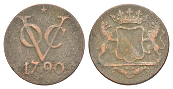 Голландская Ост-Индия (Нидерландская Восточная Индия) 1 дуит 1790 KM 111.1 медь 4657-534