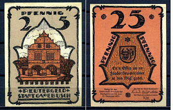 Гадебуш (Германия, Мекленбург-Шверин) 25 пфеннигов 1921 бумага aUNC 7556-17-2-2