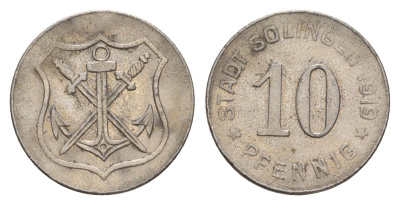 Золинген 10 пфеннигов 1919 Funck 508.4, Men18 29571.5 железо 4659-347