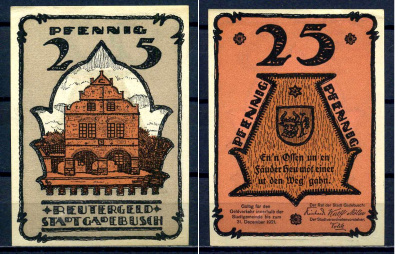 Гадебуш (Германия, Мекленбург-Шверин) 25 пфеннигов 1921 бумага aUNC 7556-17-2-2