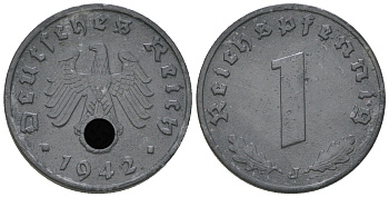 Германия 1 рейхспфенниг 1942 J J 369, KM 97 цинк 4164-615