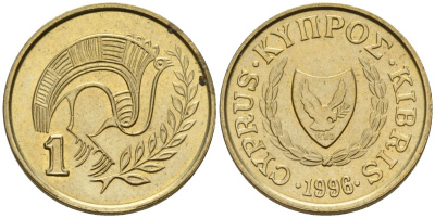 Кипр 1 цент 1996 KM 53.3 никель латунь 4174-1167