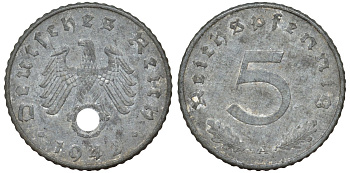 Германия 5 рейхспфеннигов 1942 A KM 100, J.370 цинк 4174-467