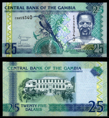 Гамбия 25 даласи ND (2001-2005) Pick 22 c бумага UNC (пресс) 7217-3-1-1