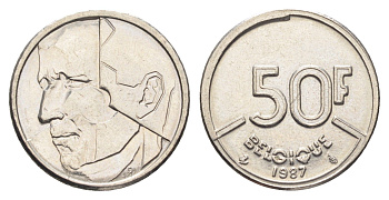 Бельгия 50 франков 1987 Belgique, Бодуэн I (1951-1993) KM 168 никель 4706-117