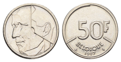 Бельгия 50 франков 1987 Belgique, Бодуэн I (1951-1993) KM 168 никель 4706-117