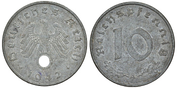 Германия 10 рейхспфеннигов 1942 A KM 101, J. 371 цинк 4132-621