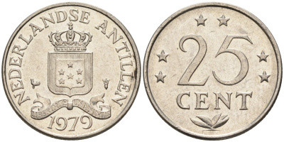 Нидерландские Антилы 25 центов 1979 Юлиана (1948-1980) KM 11 никель 4585-1017
