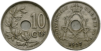 Бельгия 10 сантимов 1927 Belgie KM 86 медно-никель 4171-1213
