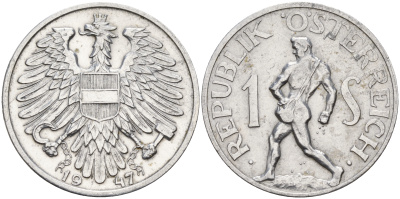 Австрия 1 шиллинг 1947  KM 2871 алюминий    4153-234