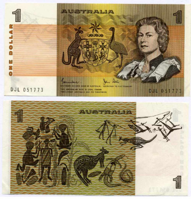 Австралия 1 доллар 1974-1983 signatures: Johnston & Stone Pick 42 d бумага aUNC 00-00