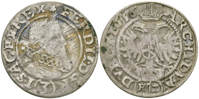 АВСТРИЯ 3 КРЕЙЦЕРА 1656 HZ, ФЕРДИНАНД II (1619-1637), VIENNA MINT KM 1770 серебро 99-954