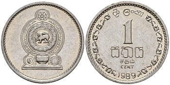 Шри-Ланка 1 цент 1989 KM 137 алюминий 4154-854