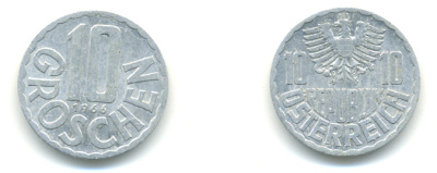 Австрия 10 грошей 1966 KM 2878 алюминий 83-354