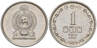 Шри-Ланка 1 цент 1989 KM 137 алюминий 4154-854