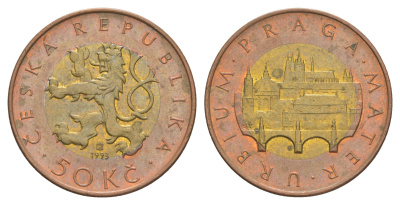 Чехия 50 крон 1993 HM, Прага, Карлов мост KM 1 биметалл 4648-1141