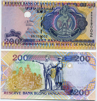 Вануату 200 вату ND (1995) скульптура семьи Pick 8 b1 бумага UNC (пресс) 449-3-2