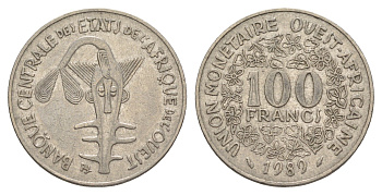 Западная Африка (BCEAO) 100 франков 1989 KM 4 никель 4619-333