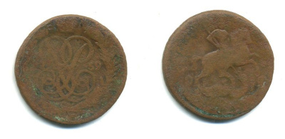 РОССИЯ 1 КОПЕЙКА 1759 медь 61-551