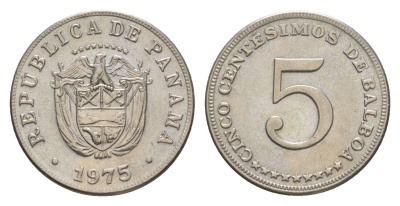Панама 5 сентесимо 1975 KM 23.2 медно-никель UNC 4643-1249
