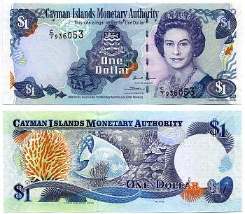 Каймановы острова 1 доллар 2006 Елизавета II (1952-2022), рыбка, серия С/7 Pick 33d бумага UNC (пресс) 2197-7-2-2