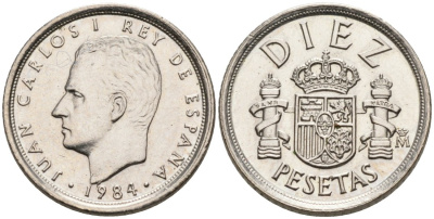 Испания 10 песет 1984 Хуан Карлос I (1975-2001) KM 827 медно-никель 4567-531