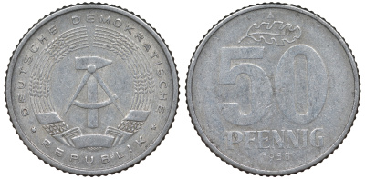 ГДР 50 ПФЕННИГОВ 1958 алюминий 62-627