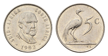 ЮАР 5 центов 1982 Окончание президентства Бальтазара Йоханнеса Форстера KM 111 никель 4674-653