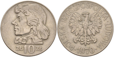 Польша 10 злотых 1970 MW, Тадеуш Костюшко (1746-1817) KM 50а медно-никель 4526-436