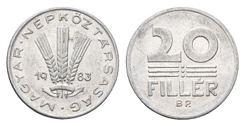 Венгрия 20 филлеров 1983 BP KM 573 алюминий 4665-1221