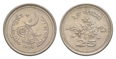 Пакистан 25 пайс 1968 KM 30 медно-никель UNC 4649-318