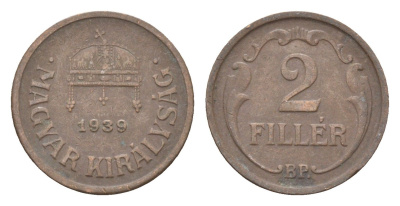Венгрия 2 филлера 1939 BP KM 506 бронза 4665-457
