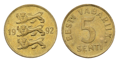 Эстония 5 сентов 1992 KM 21 латунь UNC 4694-1261