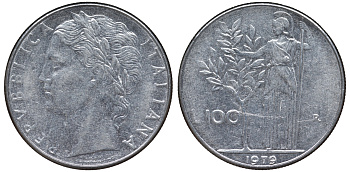 Италия 100 лир 1979 R KM 96.1 нержавеющая сталь 4144-121