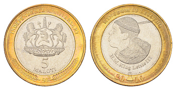 Лесото 5 малоти 2016 50 лет Независимости биметалл UNC M72-03