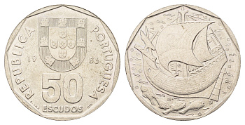 Португалия 50 эскудо 1986 KM 636 медно-никель UNC 4572-943