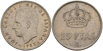 Испания 25 песет 1983 Хуан Карлос I (1975-2014) KM 824 медно-никель 183-142