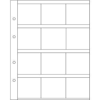 Лист в альбом 'Optima' для монет в холдерах, на 12 ячеек. 309197