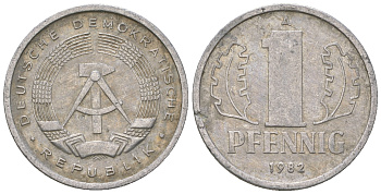 ГДР 1 пфенниг 1982 А KM 8.2 алюминий 4623-437