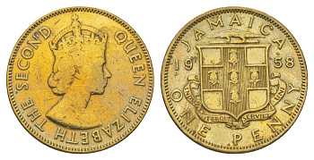 Ямайка 1 пенни 1958 KM 37 никель латунь 4628-641