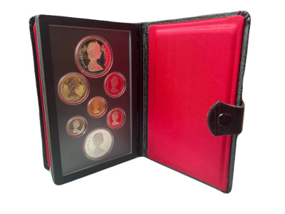 Канада набор из 7 монет (1, 5, 10, 25 и 50 центов; 1 доллар) 1982 100 лет городу Реджайна, в оригинальной упаковке, с сертификатом подлинности KM 132, 60.2a, 77, 74, 75.3, 120.1 и 133 PROOF 7-7-10