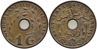 Нидерландская Восточная Индия 1 цент 1938 KM 317 бронза 4398-213