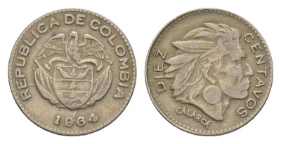 Колумбия 10 сентаво 1964 KM 212 медно-никель 4618-1227