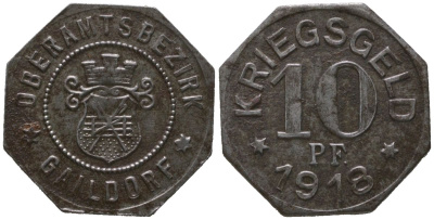 Гайльдорф (Вюртемберг) 10 пфеннигов 1918 Funck 149.2, Men05 8664.2, Men18 10784.2 железо 4601-1115