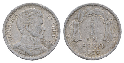 Чили 1 песо 1958 KM 179a алюминий 4656-1027