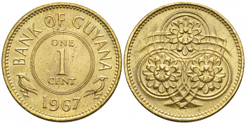 Гайана 1 цент 1967 Республика KM 31 никель латунь UNC 4547-958
