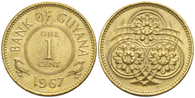 Гайана 1 цент 1967 Республика KM 31 никель латунь UNC 4547-958