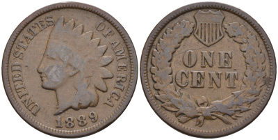 США 1 цент 1889 индеец, Indian head  бронза    4169-137
